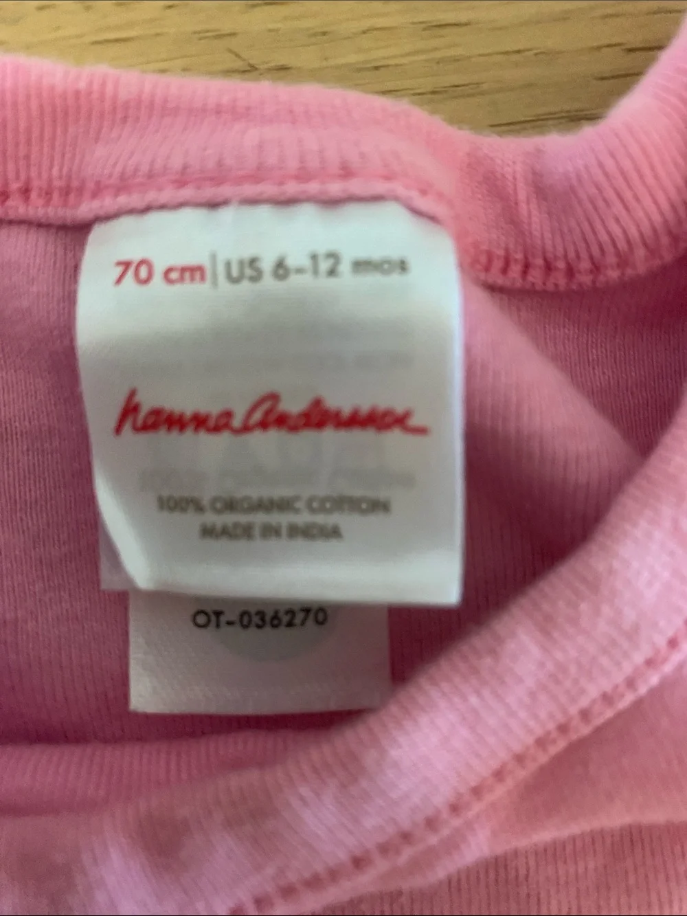Hanna Andersson 6-12 mo *Organic* pink short sleeve onesie, two snaps option